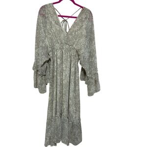Dress Forum Los Angeles Women's Size S Beige Floral‎ Dress Ruffle Sleeve Boho